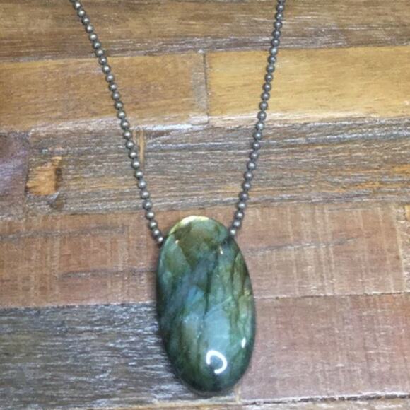 Beautiful Labradorite And Sterling Silver Necklace Vintage Y2K. - Picture 2 of 6